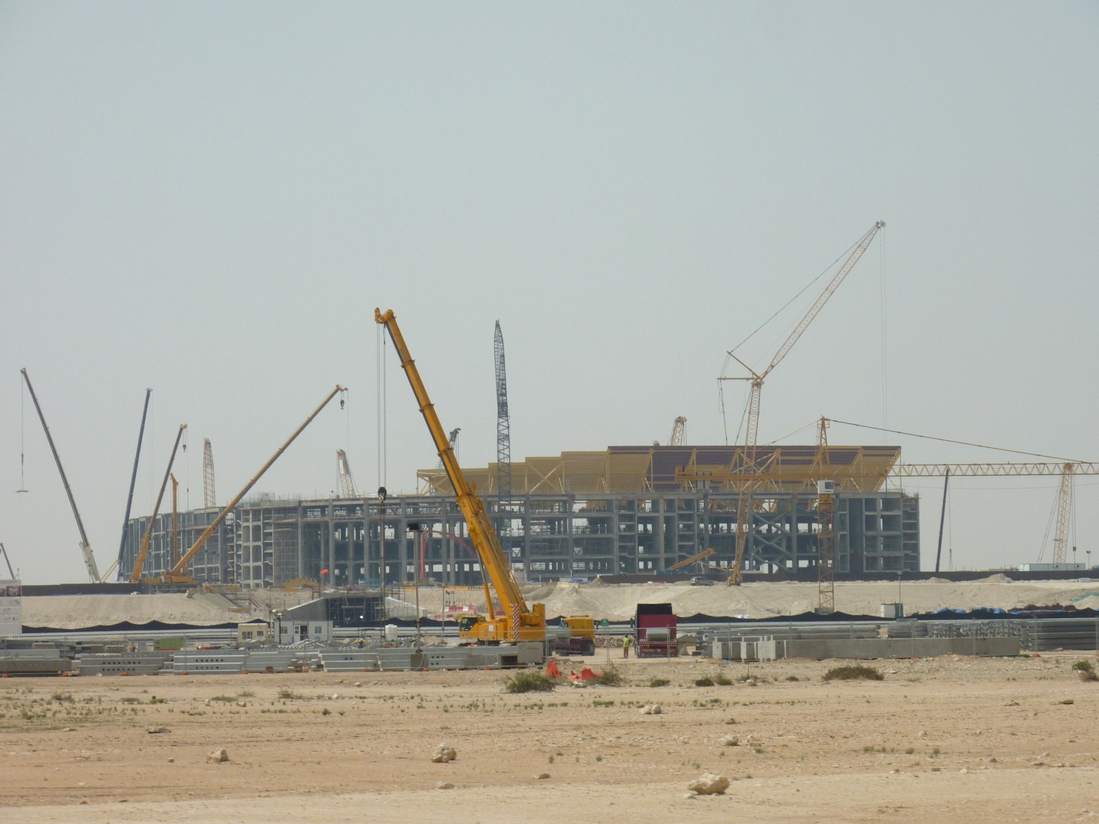 Chantier d'un stade au Qatar.