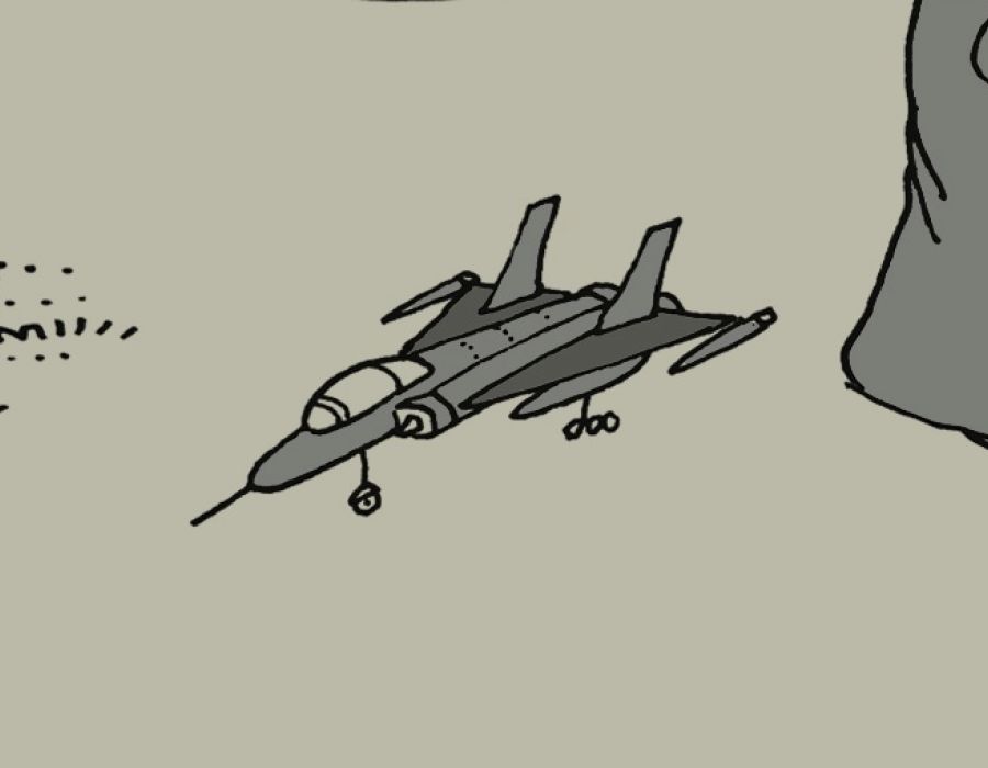 Extrait du dessin: un avion de combat.
