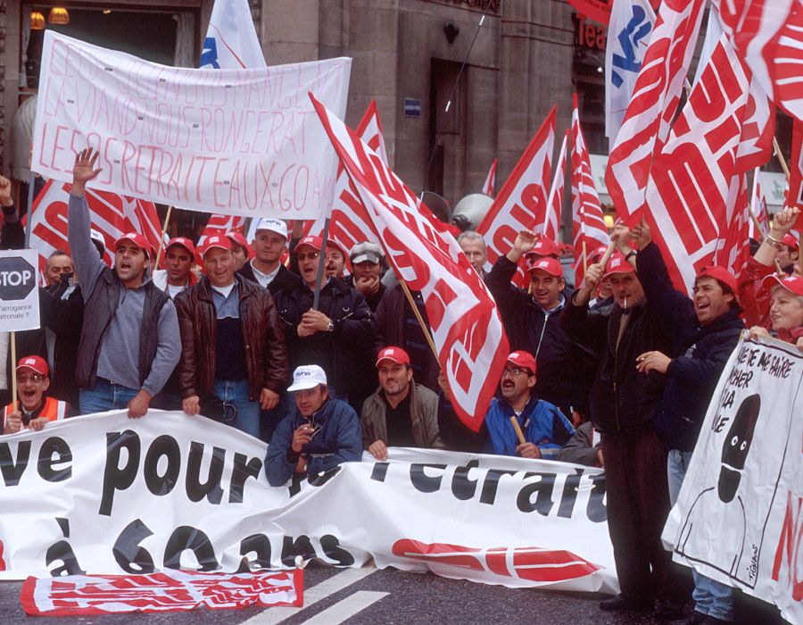 Grève des maçons à Lausanne en 2002.