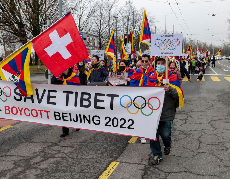 Manifestation de Tibétains à Lausanne.