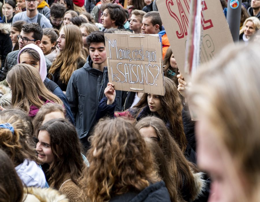 Manifestation de jeunes pour le climat.