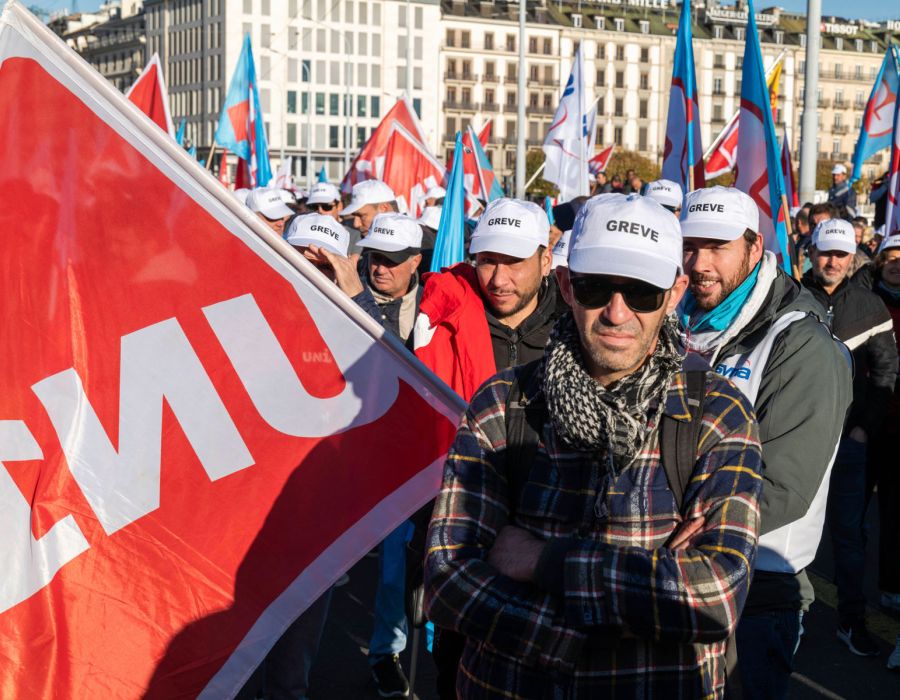 Manifestation des maçons à Genève.