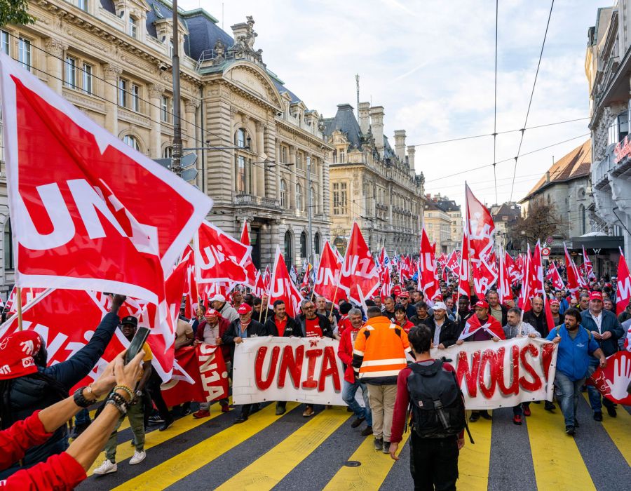Journée de protestation des maçons à Lausanne.